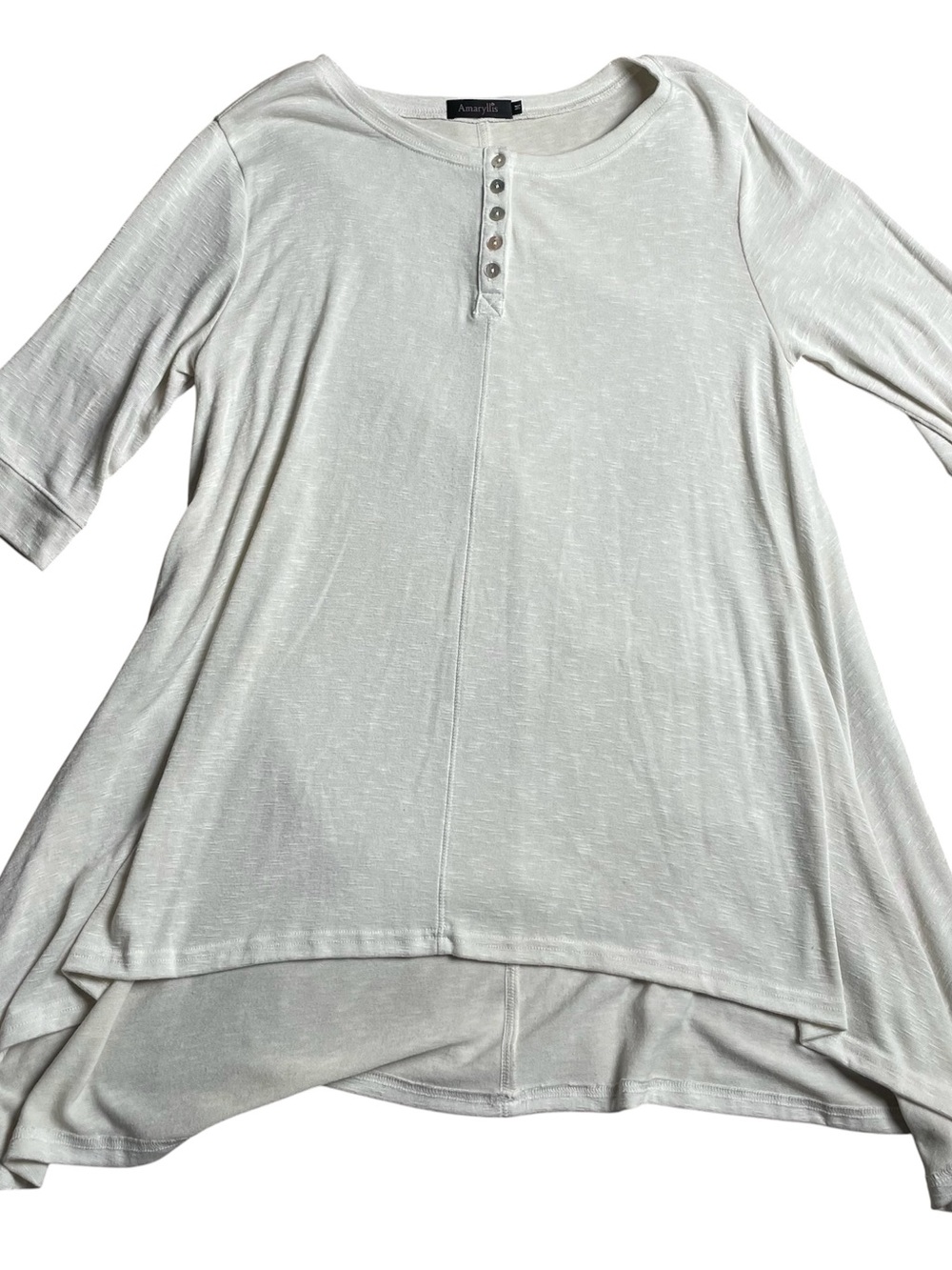 Amaryllis Ivory Pebbled Henley Tunic